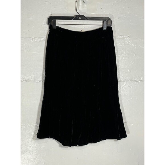 NWT Ann Taylor Black Velvet Godet Skirt Y2K Retro Flirty Swing A-Line Size 2 - Picture 9 of 12